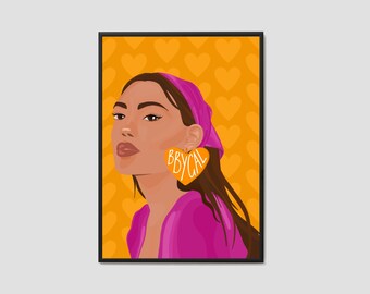 Bbygal Print / Babygirl Wall Art / Sassy Female Portrait / Fashion Print / Self Love / Wall Art / Poster Print / Home Decor / Quote Print