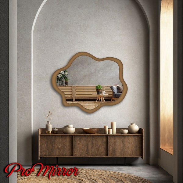 Wavy Asymetrical Mirror Home Decor, irregular mirror, mirrros, wall mirror, home mirror, asymmetric mirror, pond mirror,