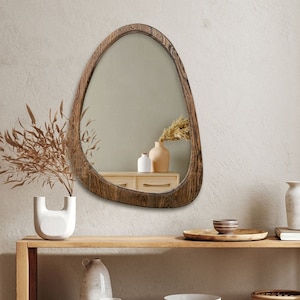 Organic Real Oak Tree Asymmetrical Wall Mirror, Mid Cuntry
