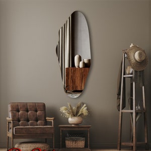 Irregular Mirror, Full Length Mirror, Wavy Asymmetrical Mirror Home Decor,