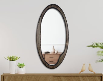 Oval Mirror, Design Mirror, Modern Mirror, Asymetric Mirror, Mid Century Modern Mirror, wall decor, mirror wall decor, wood frame mirror,