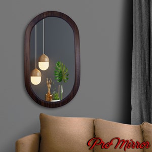 oval wooden mirror, wooden wall mirror, wooden oval mirror, home decor, livingroom mirror, living room Mirror