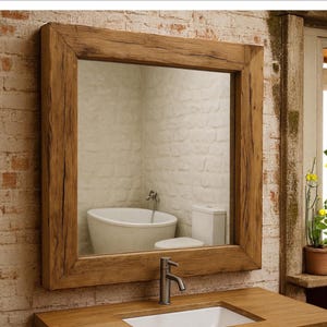 Reclaimed Oak Wood Wall Mirror Large, Mirror Reclaimed Barnwood Furniture, Barn Wood Mirror,