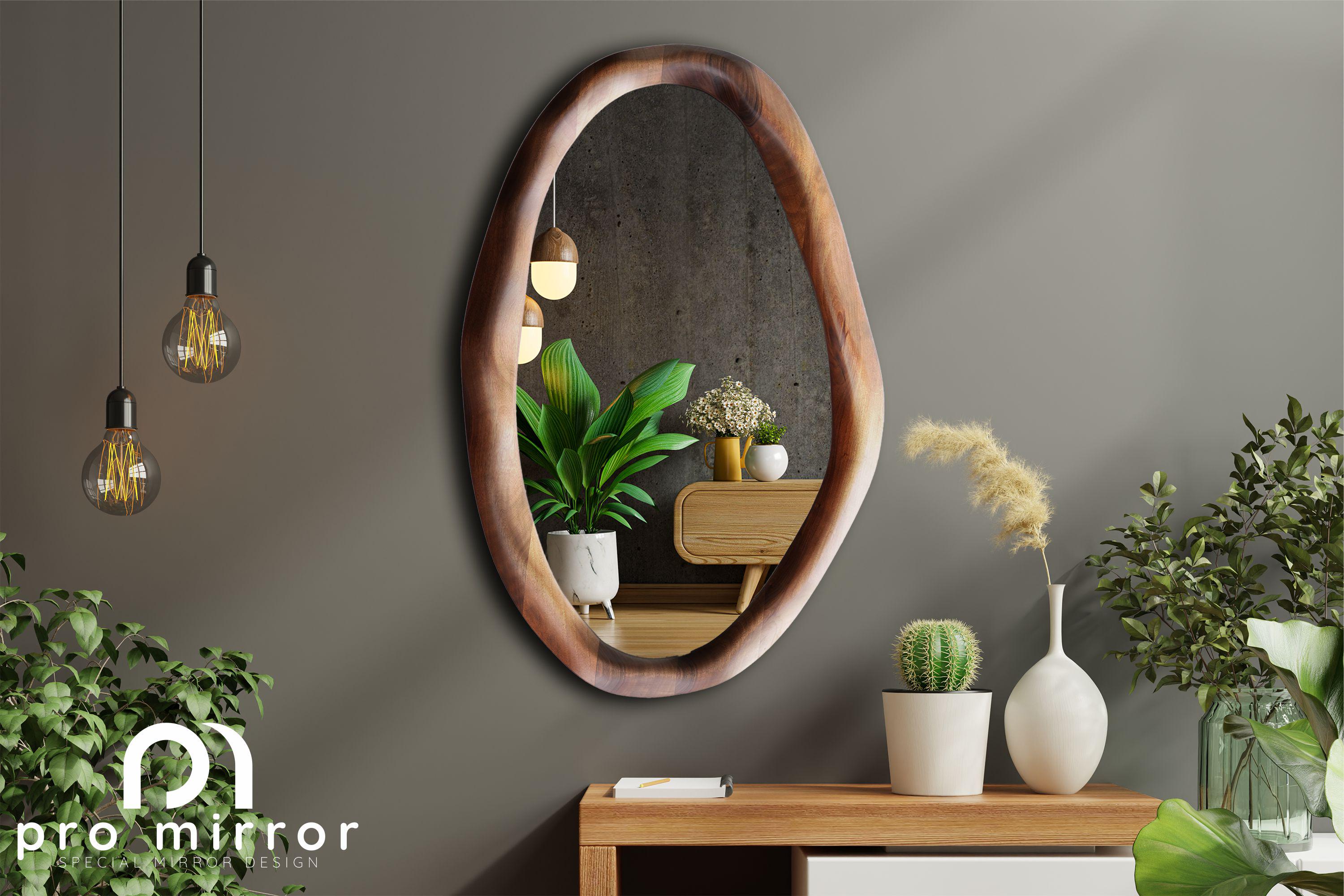 Handmade Asymmetrical Walnut Wood Framed Mirror. - Etsy