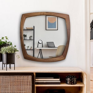 Square Wall Mirror, Wood Framed Mirror, Organic Walnut Mirror, White Oak Mirror,