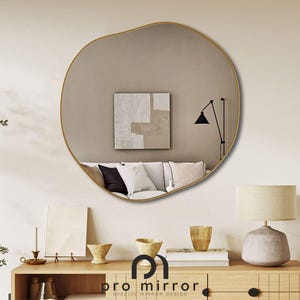 Asymetric Round Wall Mirror, Circular Bathroom Wall Mirror, Round Wavy Mirror, Dresser Mirror, Aesthetic Mirror.