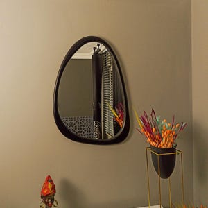 Schwarzer Rahmen Spiegel im Stil der Mitte des Jahrhunderts, Spiegel mit Holzrahmen, Badezimmerspiegel, großer Spiegel des Wohnzimmers,