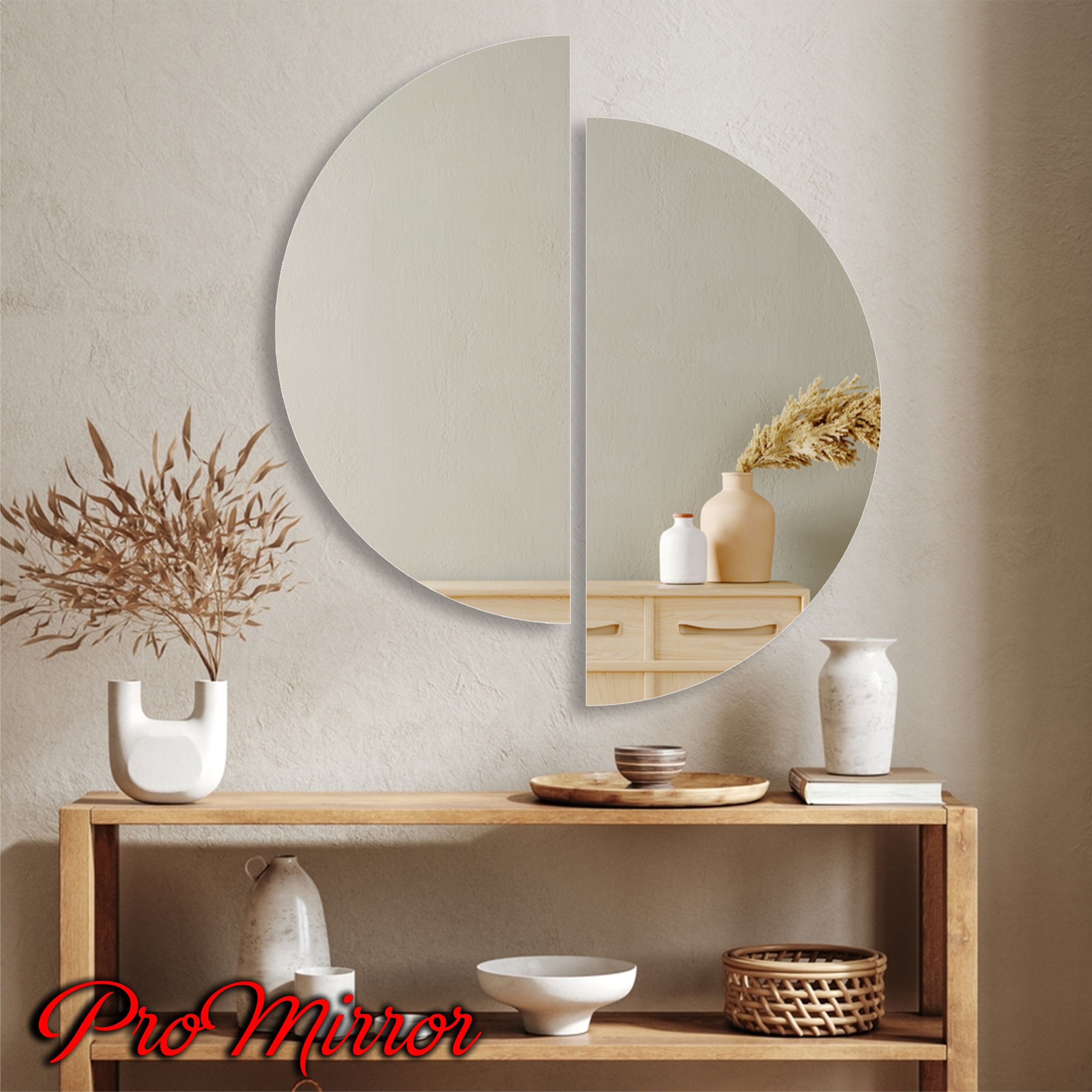 Specchio estetico, Specchio per lavandino del bagno, Specchio Geometrik,  Specchio a mezzaluna, Specchio rotondo, Specchio lunare, -  Italia