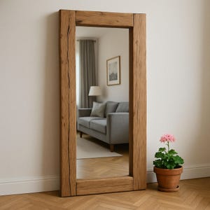 Farmhouse Reclaimed Wood Wall Mirror, Reclaimed Oak Mirror, Oak Framed Mirror.