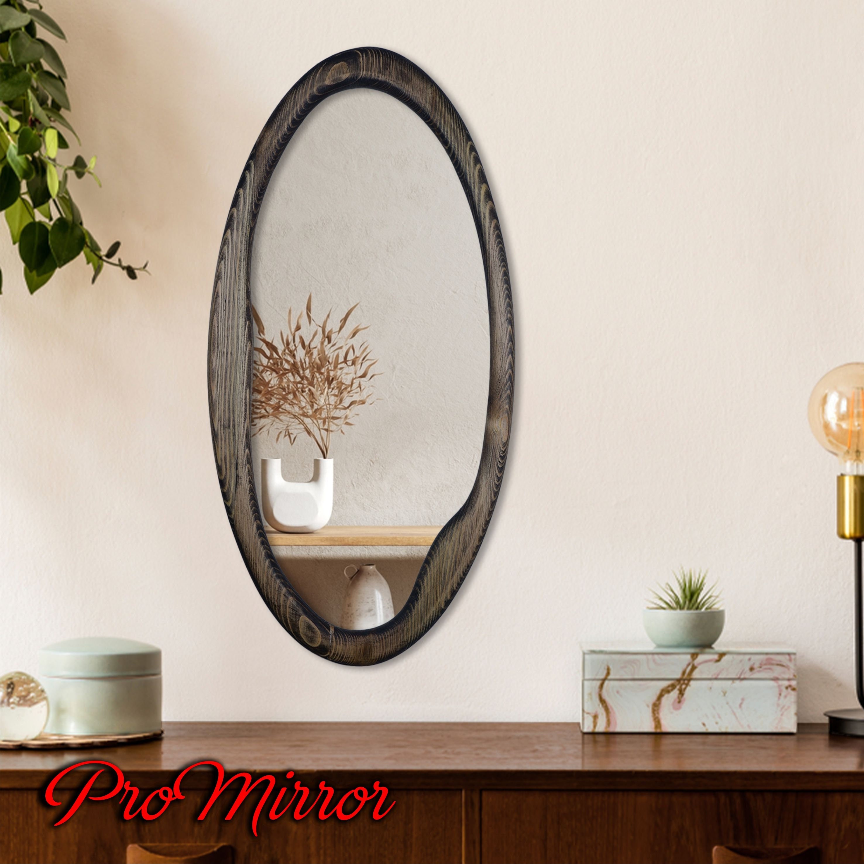 Espejo de pared ovalado negro, espejo de baño de 24 x 36 pulgadas para  montaje en pared, espejo ovalado para decoración del hogar, dormitorio,  sala de