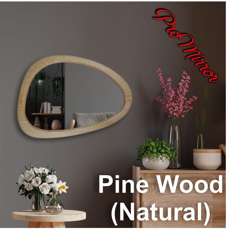 Modern Wood Mirror Natural Wood Mirror Wooden Wall Mirror Etsy