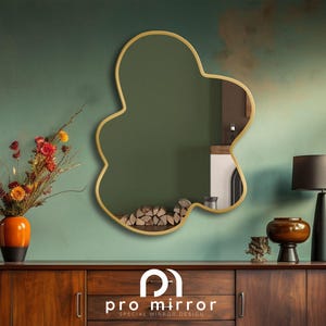 Asymmetrical Wavy Wall Mirror. Custom Color Options, Handmade