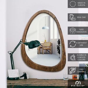 Mid Century Asymmetrical Wall Mirror, Organic Mirror, İrregular Mirror, Real Oak Tree Mirror, image 5