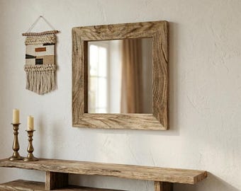Reclaimed Chestnut Wood Mirror – Rustic Handmade Wall Decor