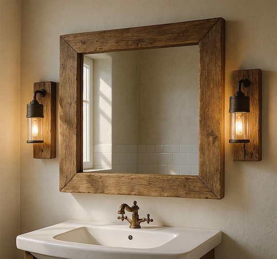 Handmade Rustic Reclaimed Chestnut Wood Mirror