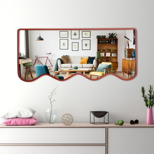 Asymetrical Home Mirror, Wavy Mirror, Large Mirror, Bathroom Mirror, Pond Mirror, Asymmetircal Mirror,