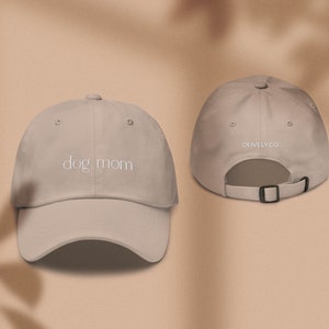 Dog mom embroidered baseball hat Black dog mom hat Embroidered dad hat Unstructured baseball cap Stone