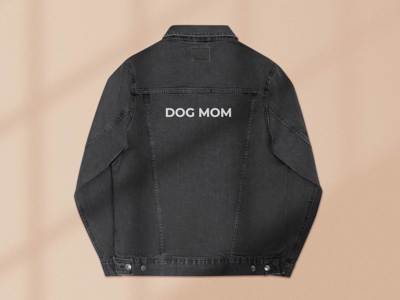 Dog Mom embroidered denim jacket Women's embroidered jacket Dog mom embroidered jean jacket Black jean dog mom jacket image 1