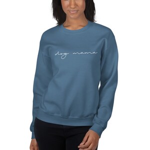 Dog Mama Script Sweatshirt Dog Mom Sweatshirt Subtle Dog Mom Sweatshirt Pet Lovers Crew Neck WomenSweater Graphic Pull Over image 7