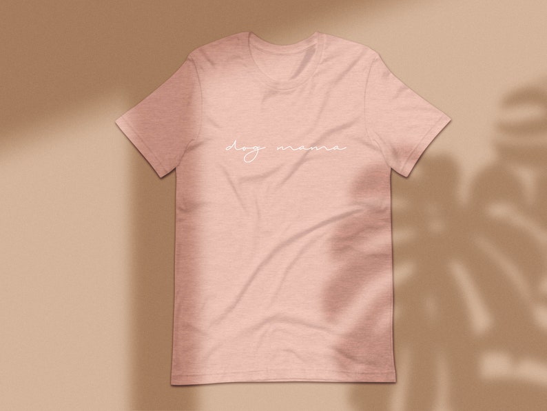 Dog Mama Script Shirt Dog Mom Shirt Dog Mom Tee Pet Lovers Gift Crew Neck Women's Subtle Script Tee Heather Prism Peach