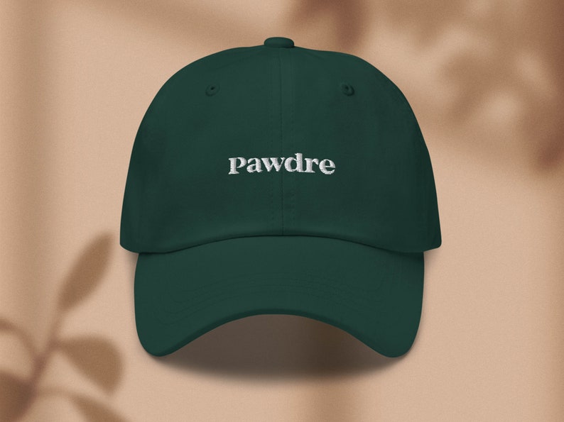 Pawdre embroidered baseball hat Mens dog dad hat Mens dog cap Spruce