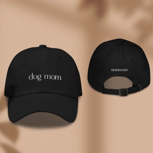 Dog mom embroidered baseball hat Black dog mom hat Embroidered dad hat Unstructured baseball cap Black