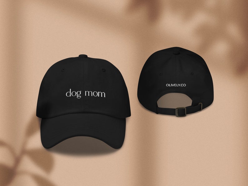 Dog mom embroidered baseball hat Black dog mom hat Embroidered dad hat Unstructured baseball cap Black