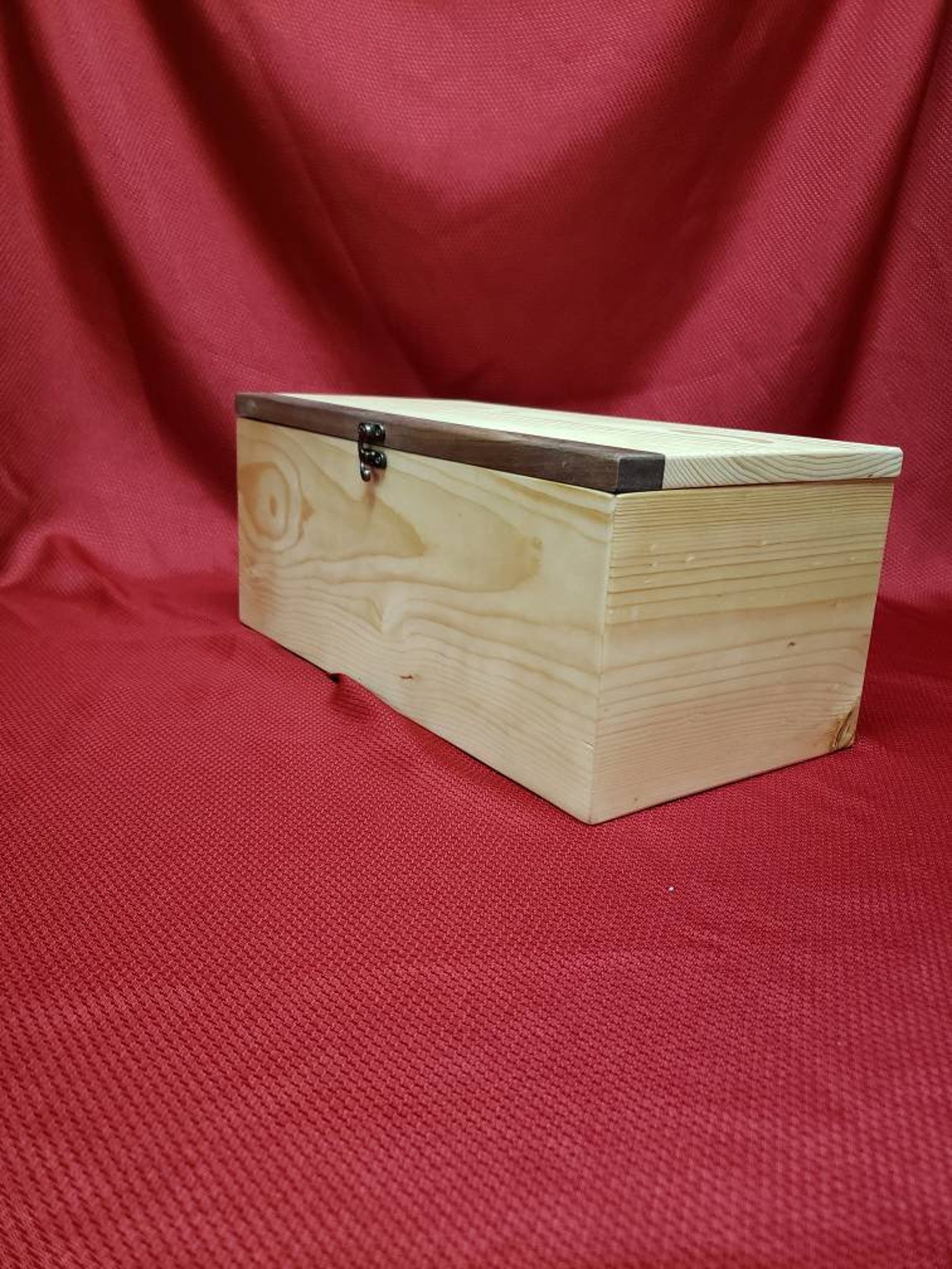 Pine Wood Box With Hinged Lid and Antique Brass Clasp Pine Etsy