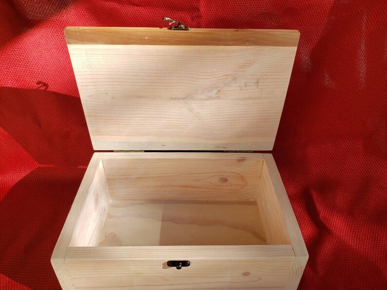 Pine Wood Box With Hinged Lid and Antique Brass Clasp Pine Etsy