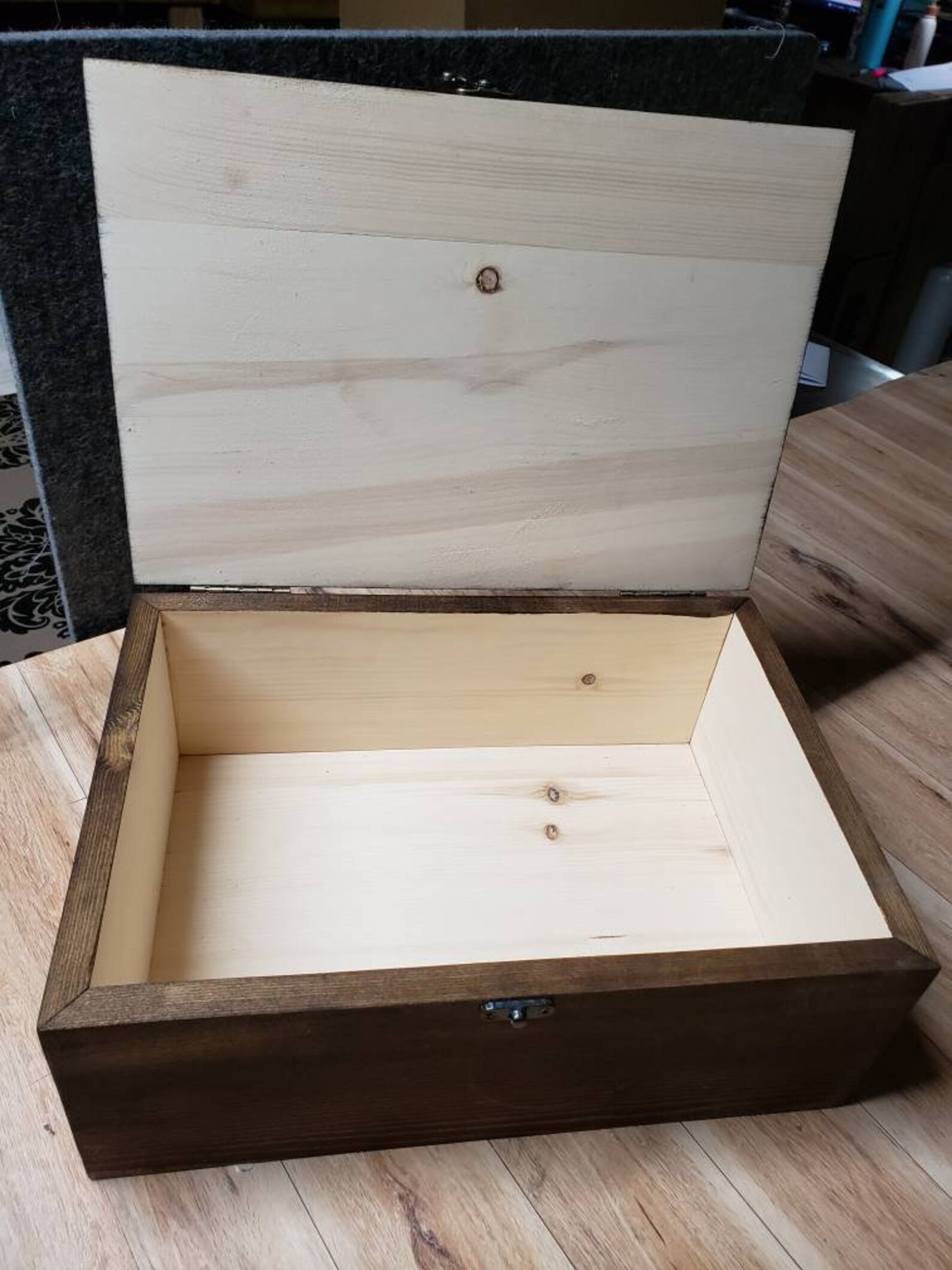 Pine Wood Box With Hinged Lid and Antique Brass Clasp Pine Etsy