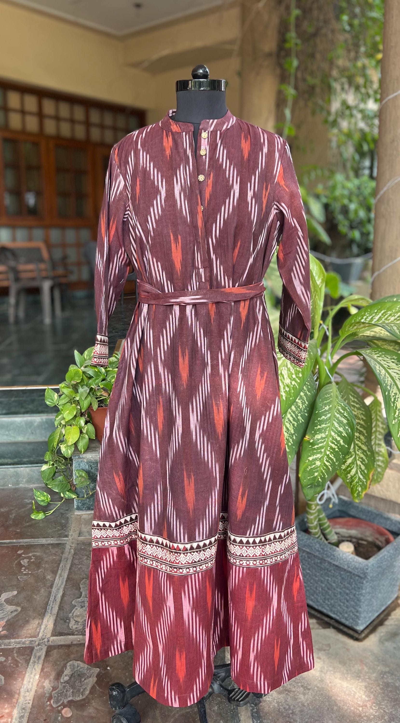 ikat midi dress Ikat Maroon Cotton Midi Dress