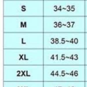 May include: A size chart with measurements in inches for bust sizes, ranging from S to 4XL. The chart includes bust measurements from 34 to 52 inches. The text is in black on a light blue background.