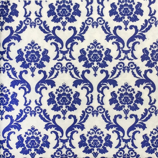 4 Chinese Style Indigo Motifs / Chinaware Porcelain Painting - Lunch Paper Napkins for Decoupage