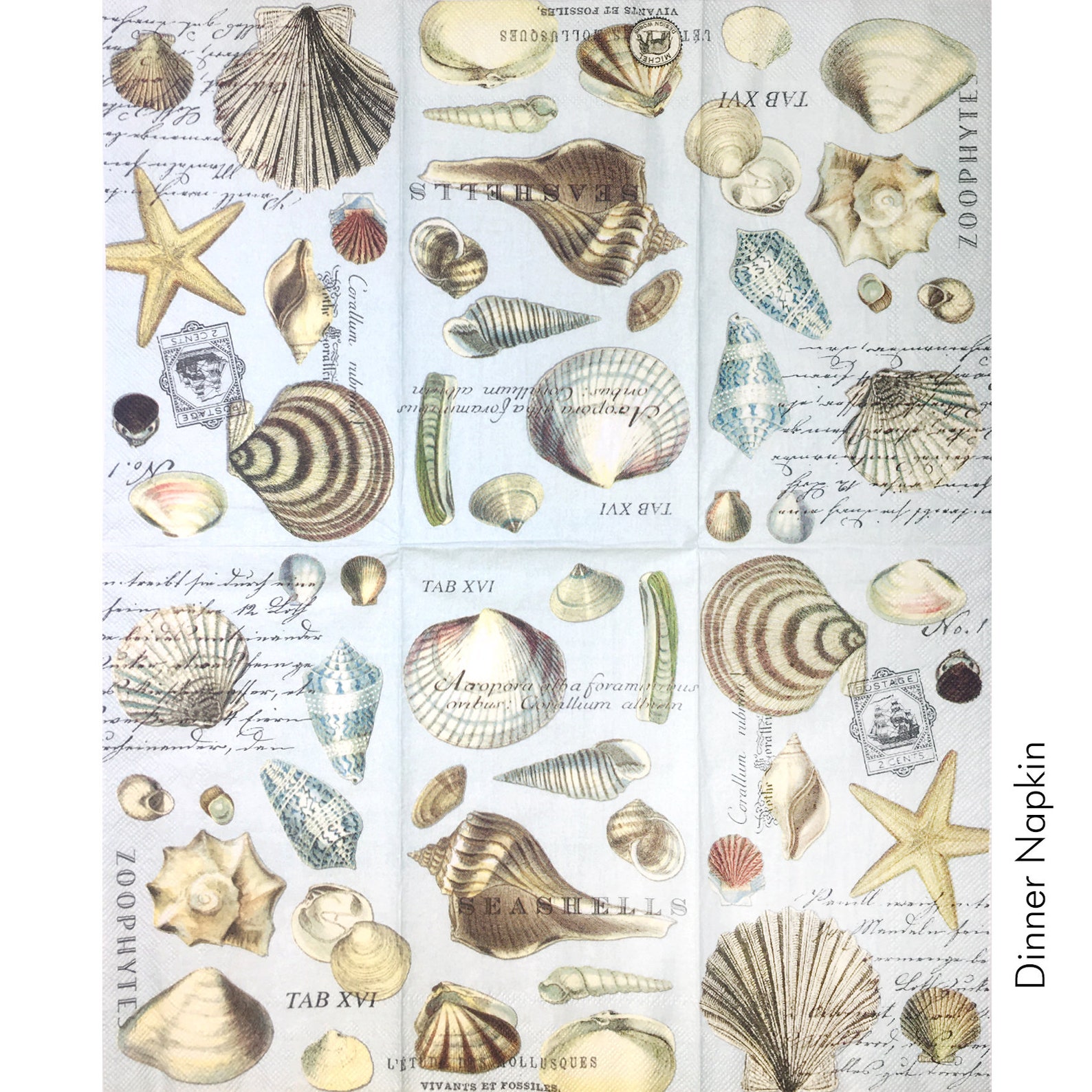 2 NAPKINS for DECOUPAGE Seashells Paper Dinner Napkin Etsy