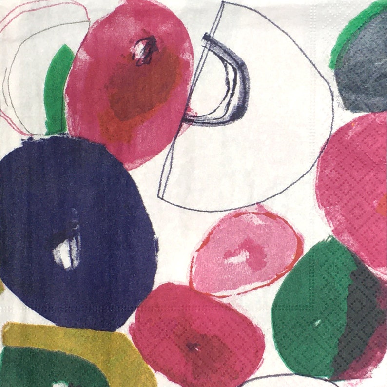 Paper Napkins for Decoupage Colourful Bright Doodle Graphic Pattern Lunch Napkin