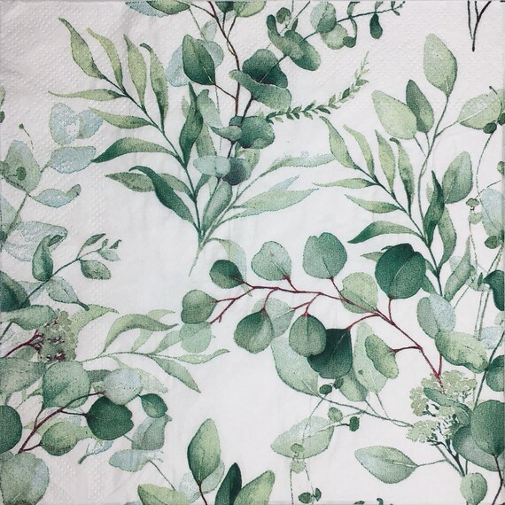 4 Eucalyptus / Foliage / Green Leaves Paper Lunch Napkin Etsy