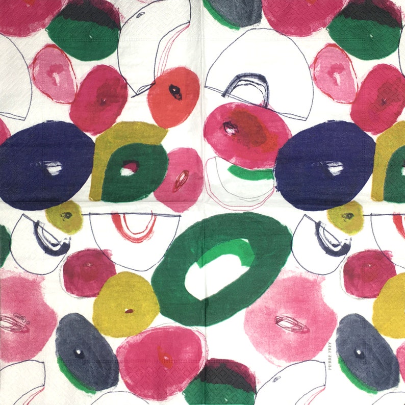 Paper Napkins for Decoupage Colourful Bright Doodle Graphic Pattern Lunch Napkin