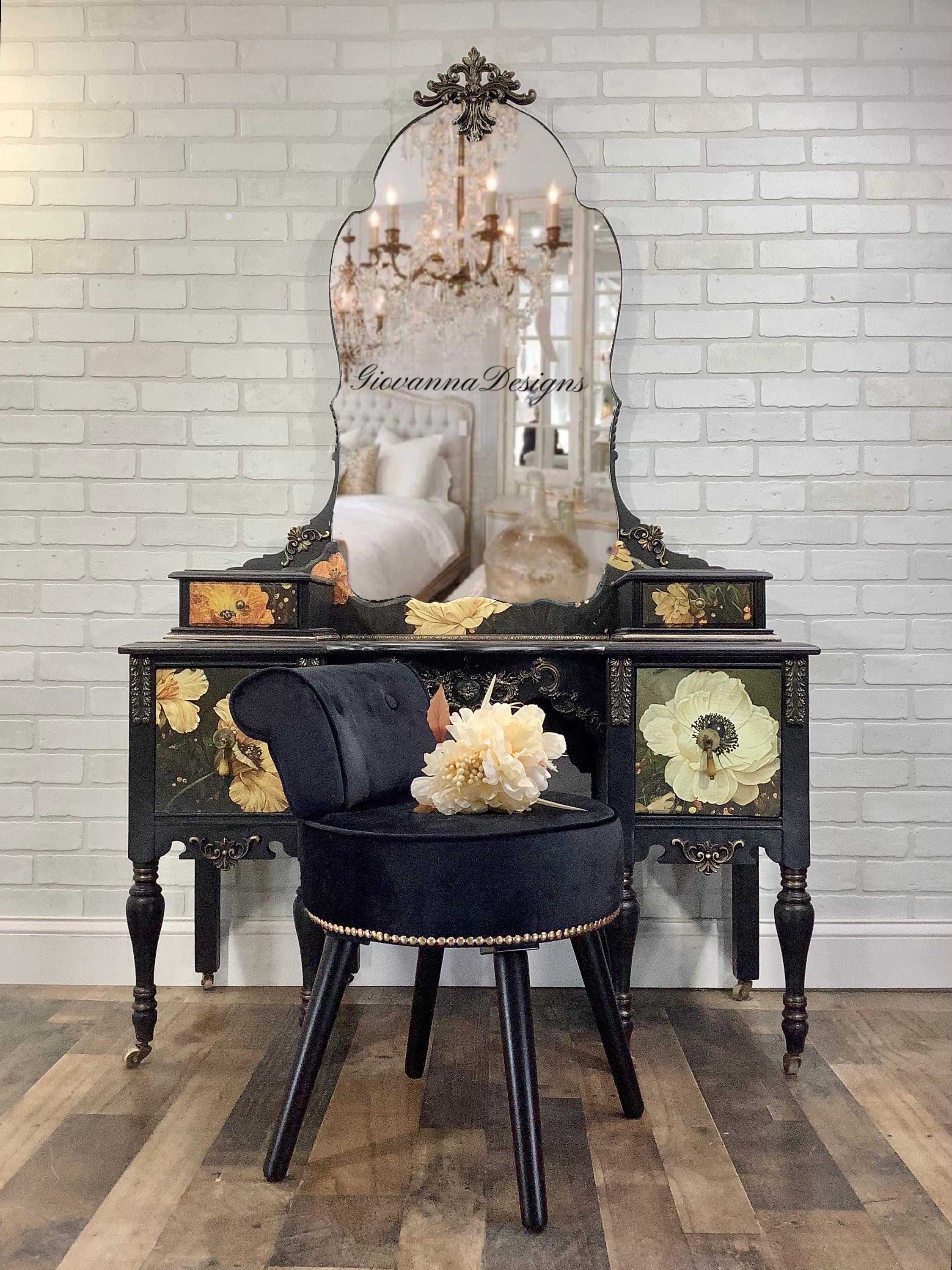NEW***Antique Vanity Table/Vintage Vanity set /Makeup Vanity/Dressing Vanity/Entryway Table/ Ornate Vintage Vanity /3 piece vanity