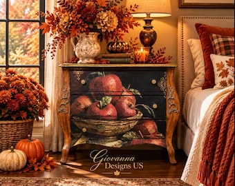 NEW***  Vintage Bombay Nightstands/ Restored Bombay Chest/ Romantic Apple Artwork