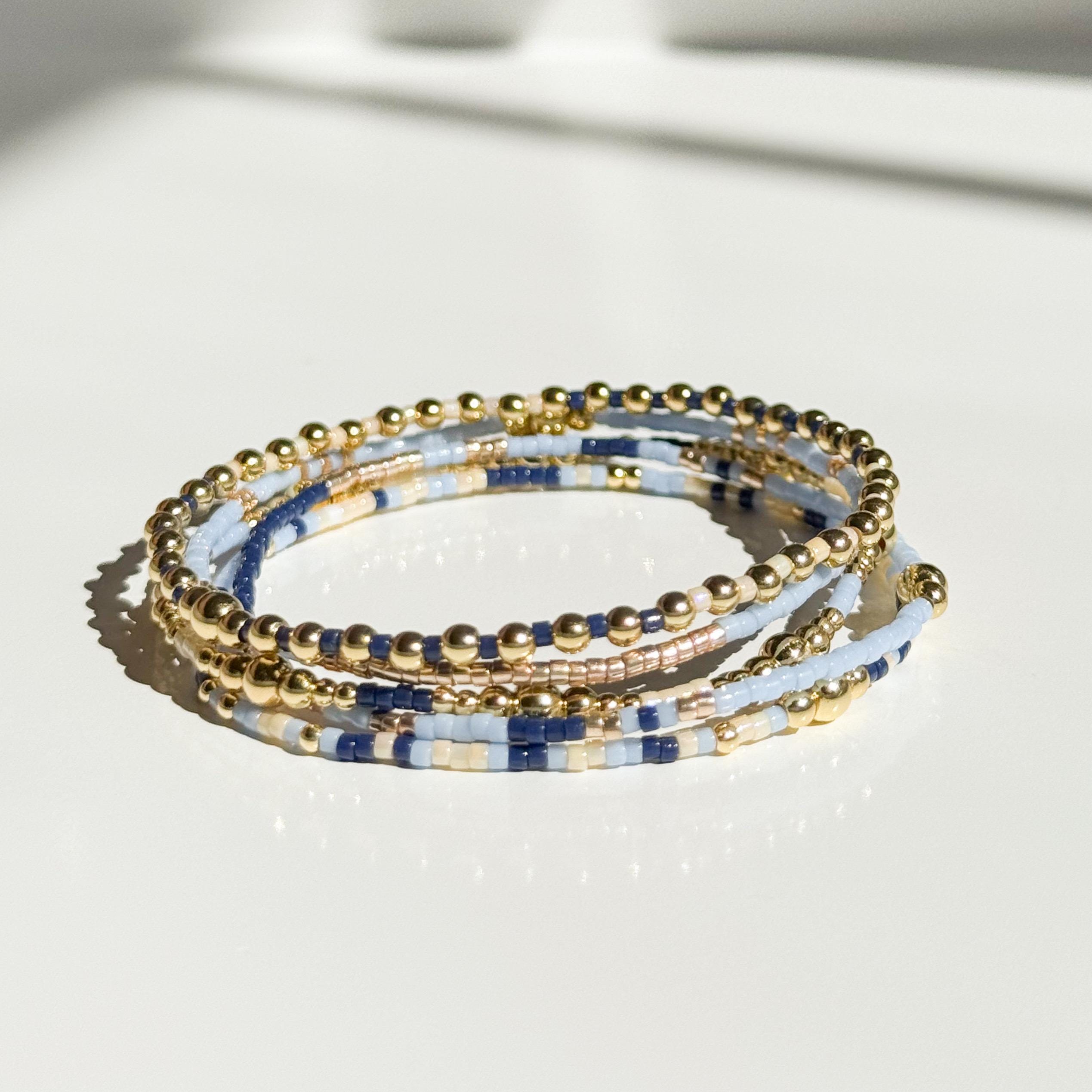 Twinkle| 18k Gold Filled With Light Blue and Navy Bracelet Stack 
