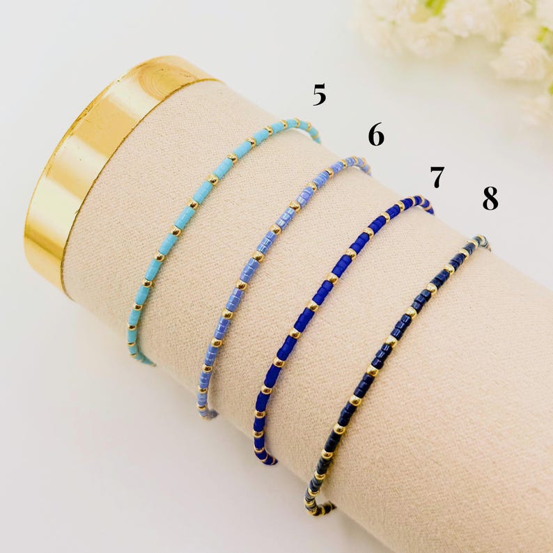 Summer seed bead stacking bracelet | 18k gold filled with colorful tiny beads | beaded stretch bracelet | seed bead | stackable stretch image 4