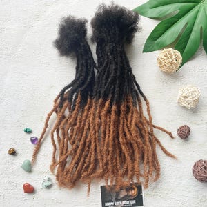 Honig-Spitzen Echthaar-Loc-Verlängerungen mit Curly Ends | Ombre Dauerhafte Echthaar Dreadlock-Verlängerungen | Paket mit 70 Loks