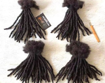 Extensiones Loc de cabello humano entrelazadas texturizadas Paquetes / Extensiones de rastas permanentes Cabello humano / Grosor de 0,4 cm, 0,6 cm, 0,8 cm