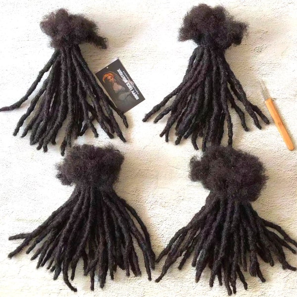 Strukturierte, ineinandergreifende Echthaar-Loc-Extensions-Bündel | Permanente Dreadlock-Erweiterungen Echthaar | Dicke von 0,4 cm, 0,6 cm, 0,8 cm