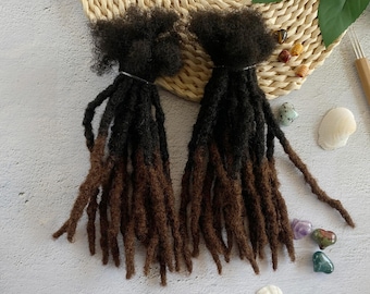 Ombre Textured Interlocked Human Hair Loc Extensions Bundles | Color T1B/4 (dark brown tips)