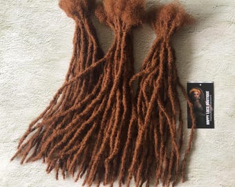 Camel Brown Human Hair Dreadlock Extensions: Interlocked Textured Locs