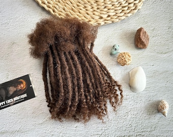 Curly Tips 4C Human Hair Loc Extensions- #4- Medium Brown Color