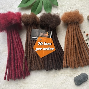 70 Locs Regular Human Hair Loc Extensions Bundles | Permanent Dreadlock Extensions Human Hair | Thickness of 0.4cm,0.6cm,0.8cm