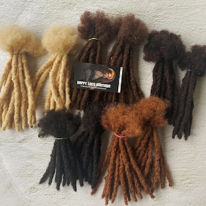 Different Colors Textured Interlocked Human Hair Loc Extensions Bundles | 10 Locs Per Bundle