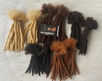 Different Colors Textured Interlocked Human Hair Loc Extensions Bundles | 10 Locs Per Bundle